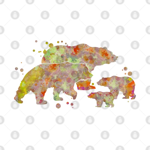 Bear Family Watercolor Painting by Miao Miao Design