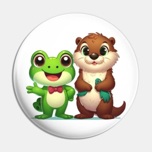 Friendly Frog & Otter Friendship Design Pin