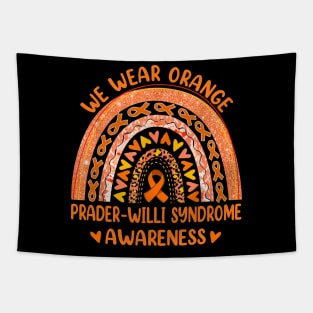 Prader-Willi Syndrome Awareness, Rainbow We Wear Orange, Orange Ribbon Tapestry