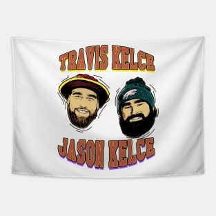 travis kelce and jason kelce comic style Tapestry