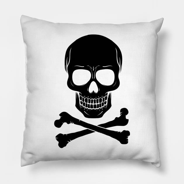 Skull and bones silhouette Pillow by KC Happy Shop