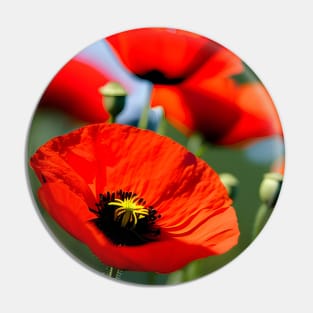 Close Up in a Field of Red Poppies (MD23Mrl009) Pin