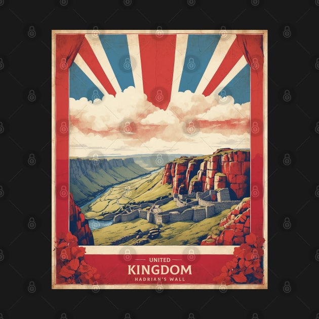 Hadrians Wall United Kingdom Vintage Travel Tourism Poster by TravelersGems