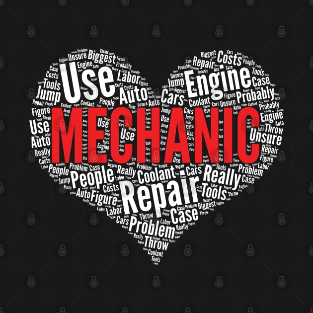 Mechanic Heart Shape Word Cloud Design design by theodoros20