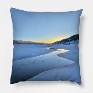 Akkar North Lebanon El Ammoua'a Winter Snow Mountains with River Photography Pillow