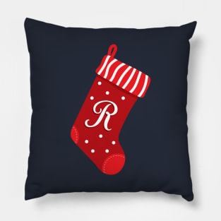 Christmas Stocking with Letter R Pillow