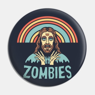 Zombie Christ and Rainbow - Surreal Spiritual Art Pin