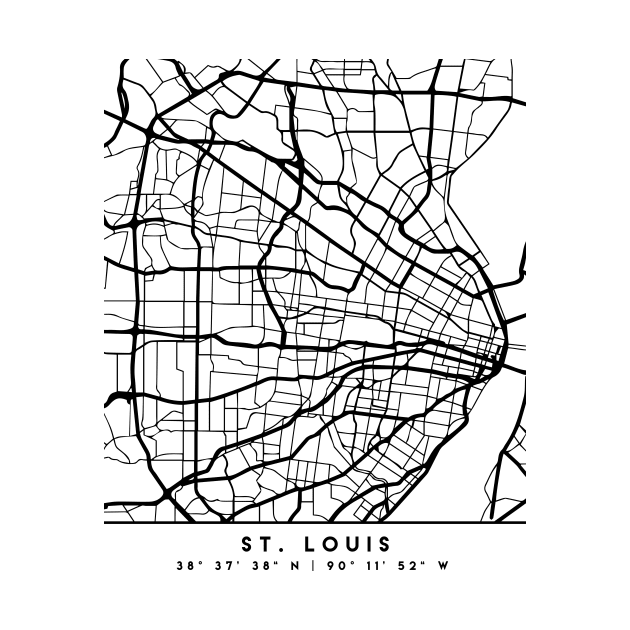 ST LOUIS MISSOURI BLACK CITY STREET MAP ART by deificusArt