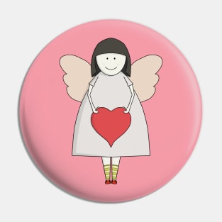 Little angel holding a heart Pin