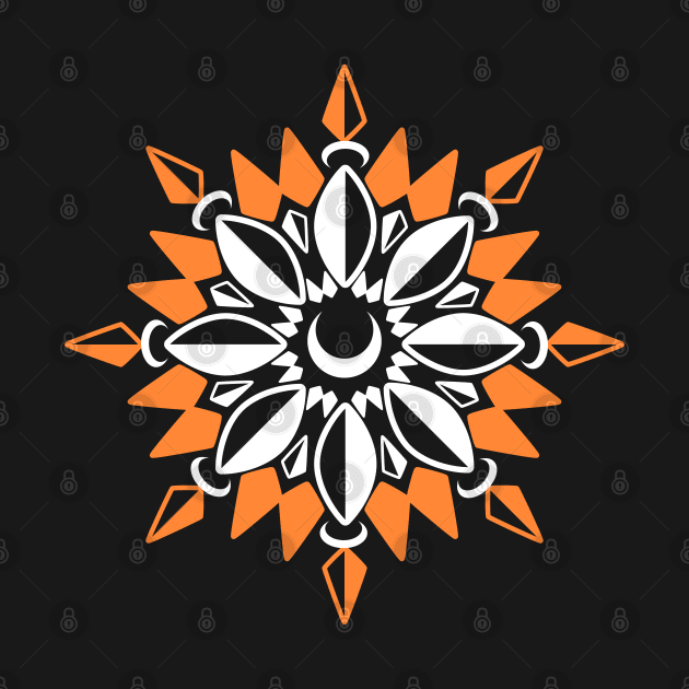 Abstract Moon Flower Print (Orange) by Axiomfox