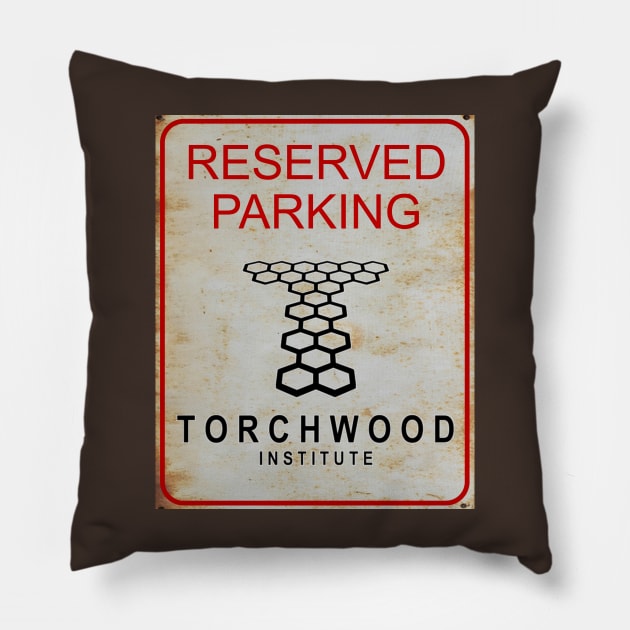 Reserved Parking Torchwood Institute Pillow by Starbase79