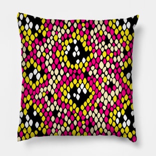 Snakeskin Pattern (Hot Pink and Yellow) Pillow