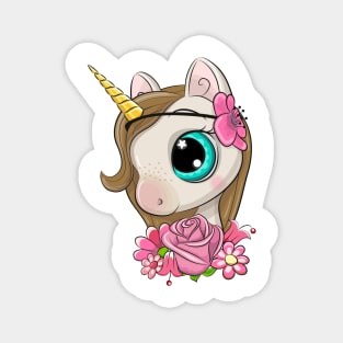 Cute unicorn with flowers. Magnet