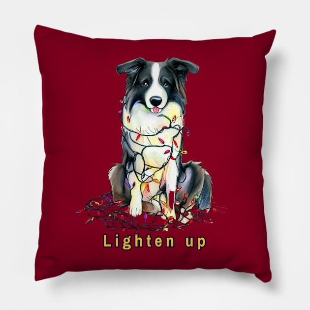 Lighten up Border Collie Pillow by ZogDog Pro