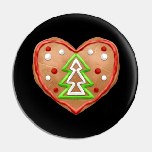 Gingerbread Heart With Christmas Tree For Christmas Pin