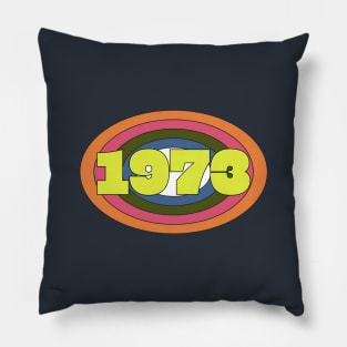 Yellow 1973 Year Rainbow Ellipse Vintage Typography Pillow