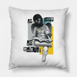 No gods no masters Tattoed rebel angel Pillow