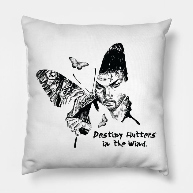 Vagabond - Destiny Flutters In The Wind Pillow by Merch Sloth