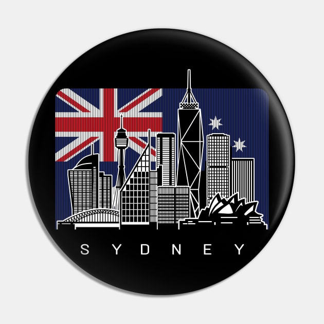 Sydney Australia Skyline Australian Flag Pin by travel2xplanet