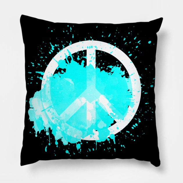 Peace of a Rainbow - Cerulean Pillow by Leroy Binks