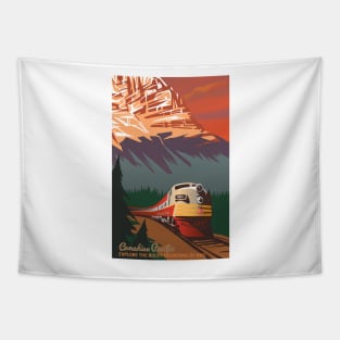 Retro Train Travel Tapestry