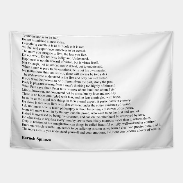 Baruch Spinoza Quotes Tapestry by qqqueiru