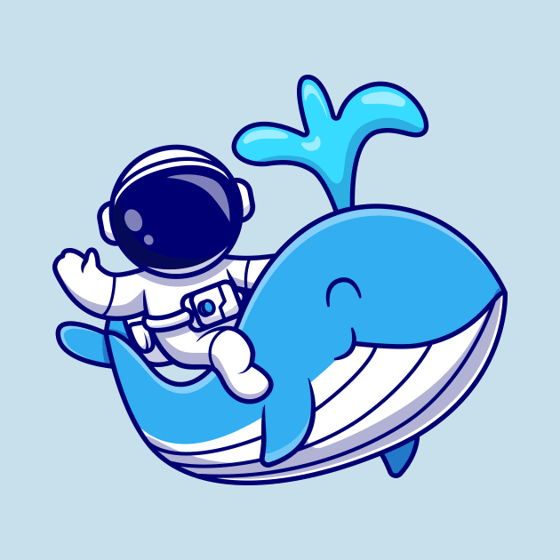 Astronaut With Cute Whale Cartoon by Catalyst Labs