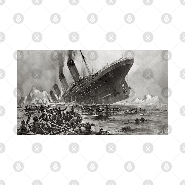 Titanic Sinking, painting (engraving) by Willy Stöwer, 1912. Titanic by Vladimir Zevenckih