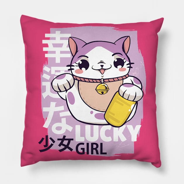 Lucky Girl Neko Pillow by Hmus