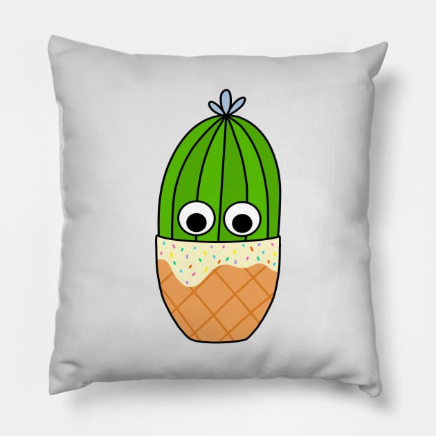 Cute Cactus Design #222: Cactus In Waffle Cone Pot Pillow by DreamCactus