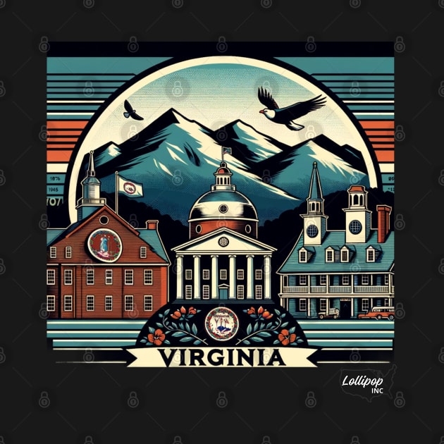 Virginia Commonwealth - American Vintage style USA State by LollipopINC