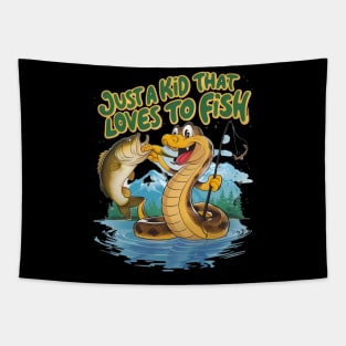 Whimsical Snake and Fish Tapestry