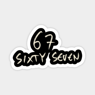 Hand Drawn Letter Number 67 Sixty Seven Magnet