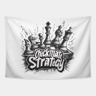 Checkmate Strategy Dynamic Chess Board Illustration Tapestry