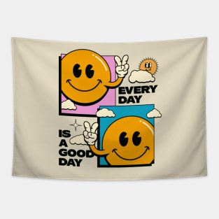 Every day is a Good Day Retro Illustration Tapestry