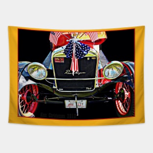 Red White and Blue American Ranch Wagon Tapestry