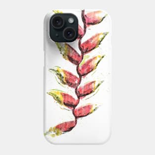 Watecolour painting of Hanging Lobster Claw Flower Phone Case