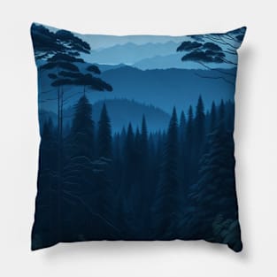 Blue Dusk Forest View #3 Pillow