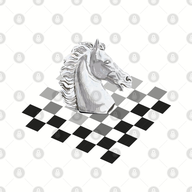 White horse on the chessboard by Slownessi