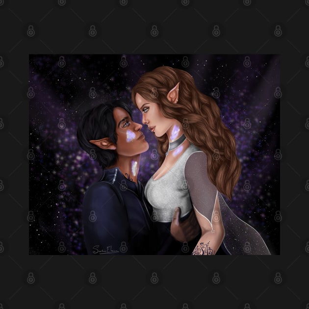 Feyre and Rhys with Star Splatter by Sophie Elaina