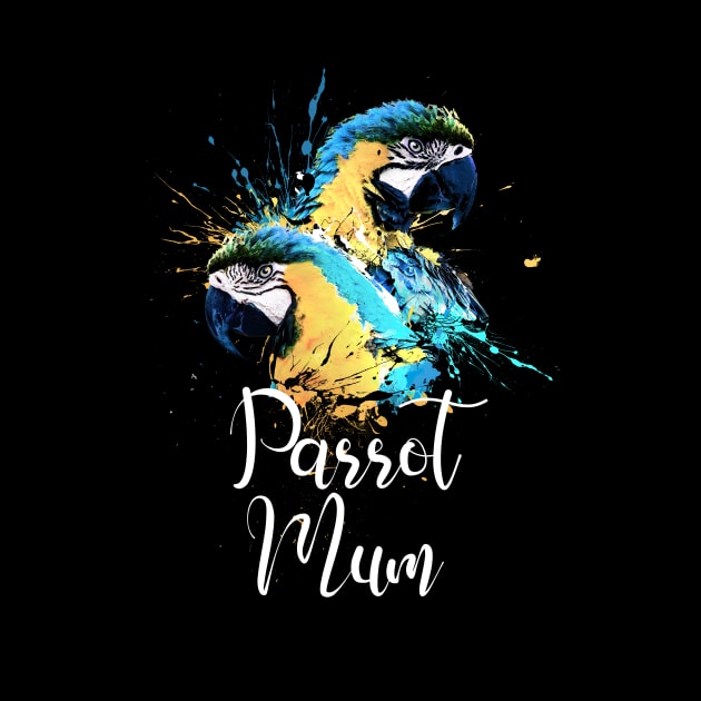 Parrot Mom Color Splatter Macaw Black by BirdNerd