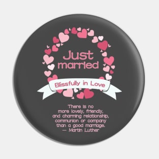 Just Married with Love Quote Pin