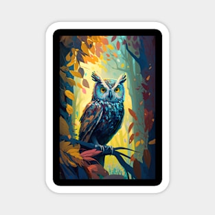 Owl Bird Animal Portrait Painting Wildlife Outdoors Adventure Magnet