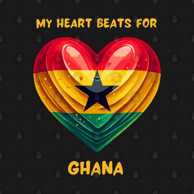 My Heart Beats For Ghana Flag by Graceful Designs