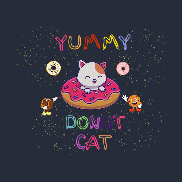 Yummy Donut Cat T-Shirt - Funny Cat T-Shirt - Funny T-Shirts - Cat in a Donut T-Shirt - Gift for Her - Funny Clothing by Mr.Dom store