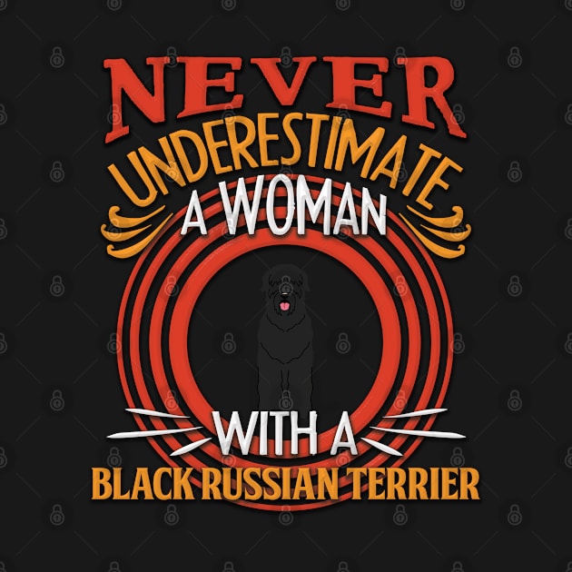 Never Underestimate A Woman With A Black Russian Terrier Silhouette - Gift For Mother of Black Russian Terrier Dog Breed by HarrietsDogGifts