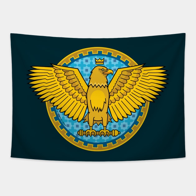 Imperial Gold Eagle Shield Tapestry by Mindscaping