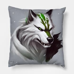 werewolf fantasy art green Pillow