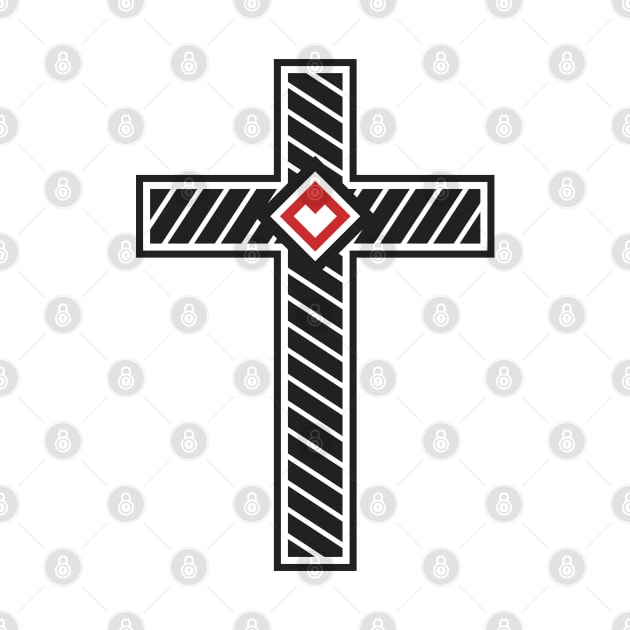 Cross of Jesus Christ with a heart in the center by Reformer