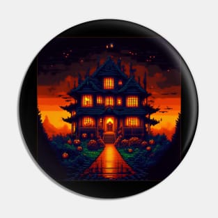 Haunted House in 8 Bit Graphics | Halloween Pin